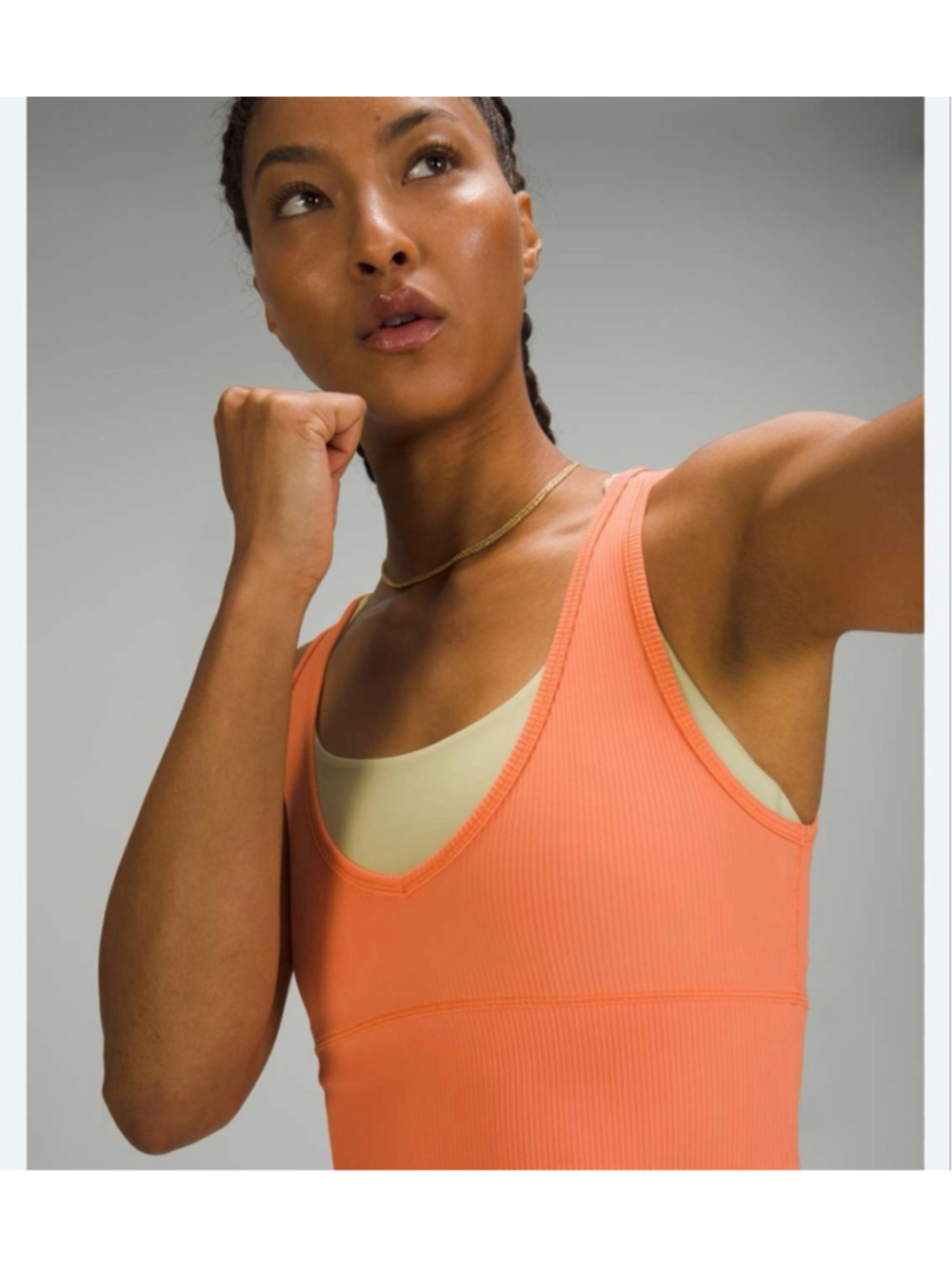 Lululemon Power Pivot Ribbed Tank Reversible 6 Orange Ribbed Workout - Picture 3 of 7